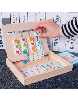 Wooden montessori teaching AIDS four-color games enlightening logical thinking orientation training puzzle early education toys for children A