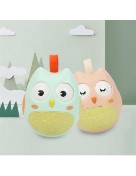 Cross border Children owl tumbler large music rattle 0-1 year old baby early Education Baby Toy gift green