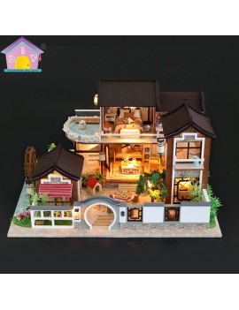 DIY house wooden flash creative house model doll house assembled 13848 without dust cover
