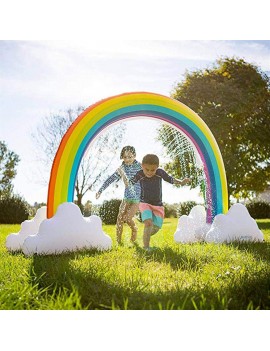 Outdoor splashing water toy children inflatable clouds rainbow bridge color