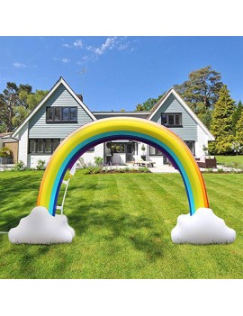 Outdoor splashing water toy children inflatable clouds rainbow bridge color