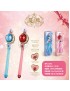 Girl dream colorful light magic wand small magic fairy voice changer music luminous magic jewelry toy magic wand - red
